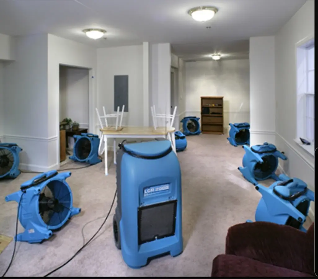 Air movers and dehumidifier setup for Water Extraction & Removal in Chehalis